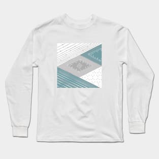 Shapes collage, stars, space, blue, grey, white, minimal, vector, geometric, modern, abstract, trendy, Long Sleeve T-Shirt